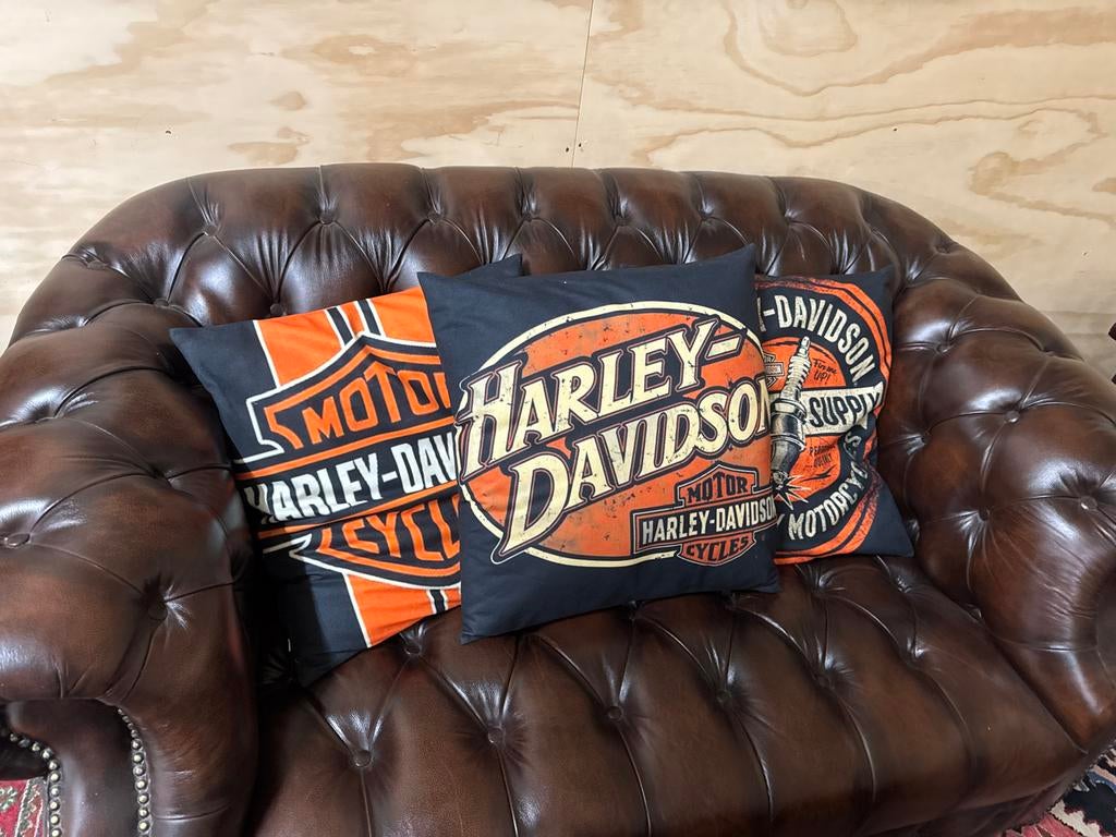 3 Harley Davidson kussens 46x46cm - Nieuwstaat, Ophalen of Verzenden, Zo goed als nieuw