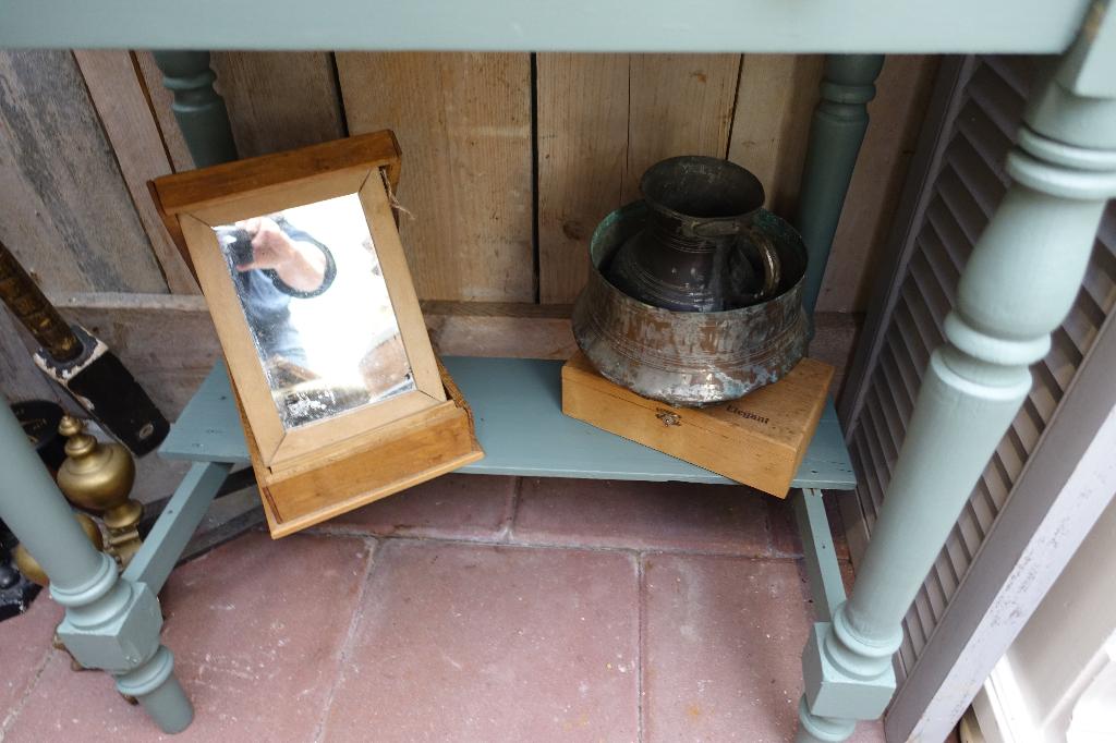 Groene waskomtafel/bureatje/kaptafel, Ophalen
