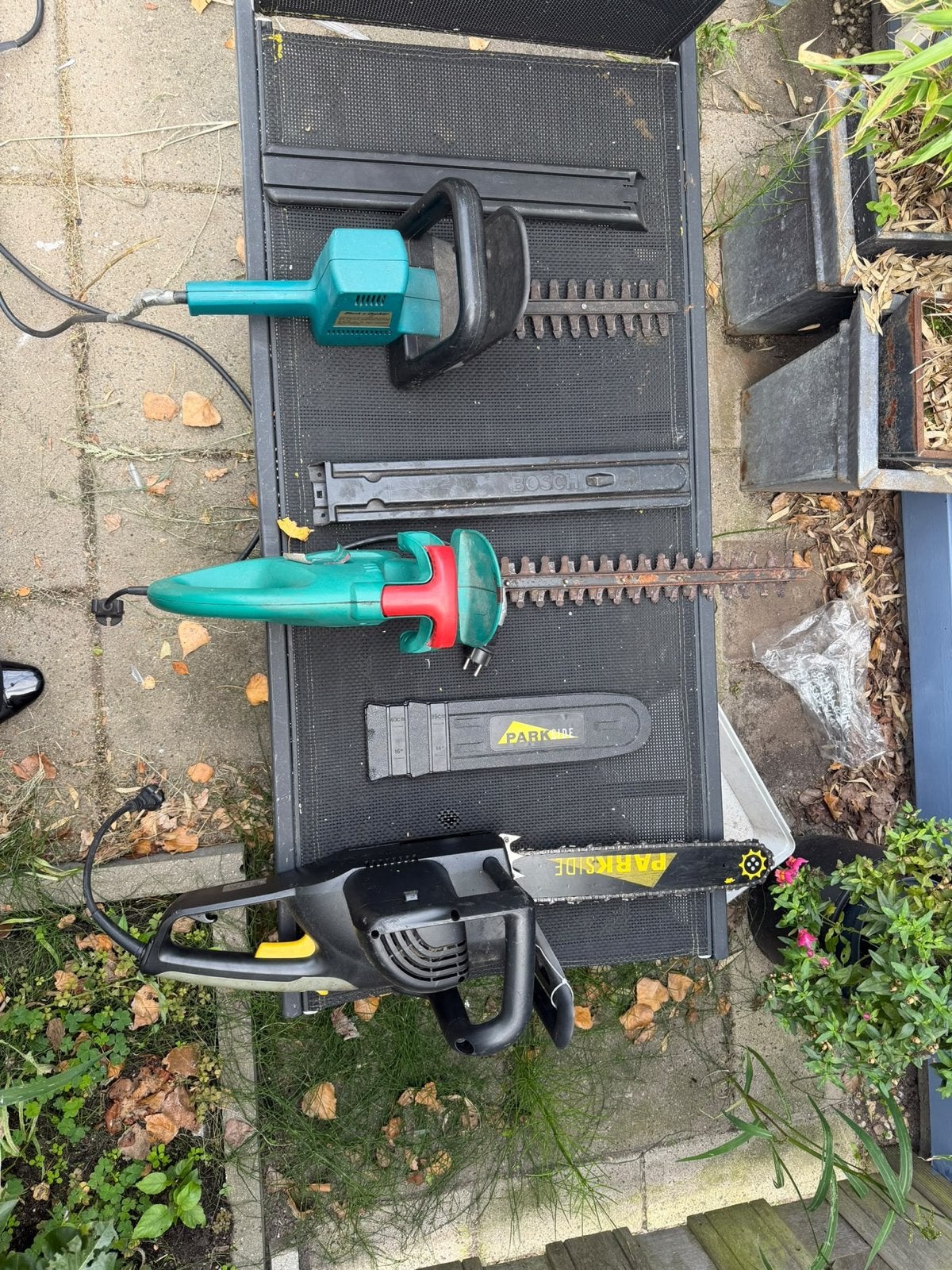 Heggenschaar en kettingzaag te koop, Tuin en Terras, Ophalen, Gebruikt, Elektrisch