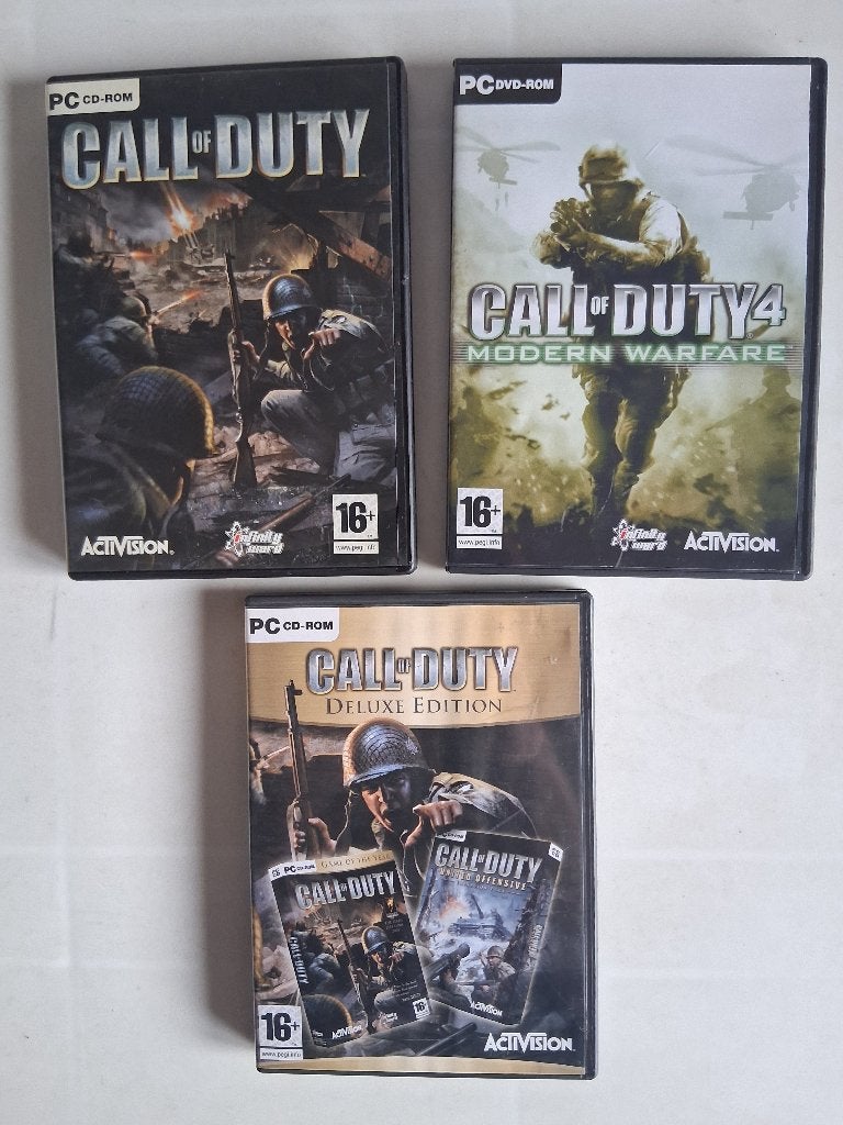 PC games; Call of Duty, Call of Duty4,Call of Duty Deluxe Ed, Spelcomputers en Games, Gebruikt, Overige genres, 1 speler, Ophalen of Verzenden