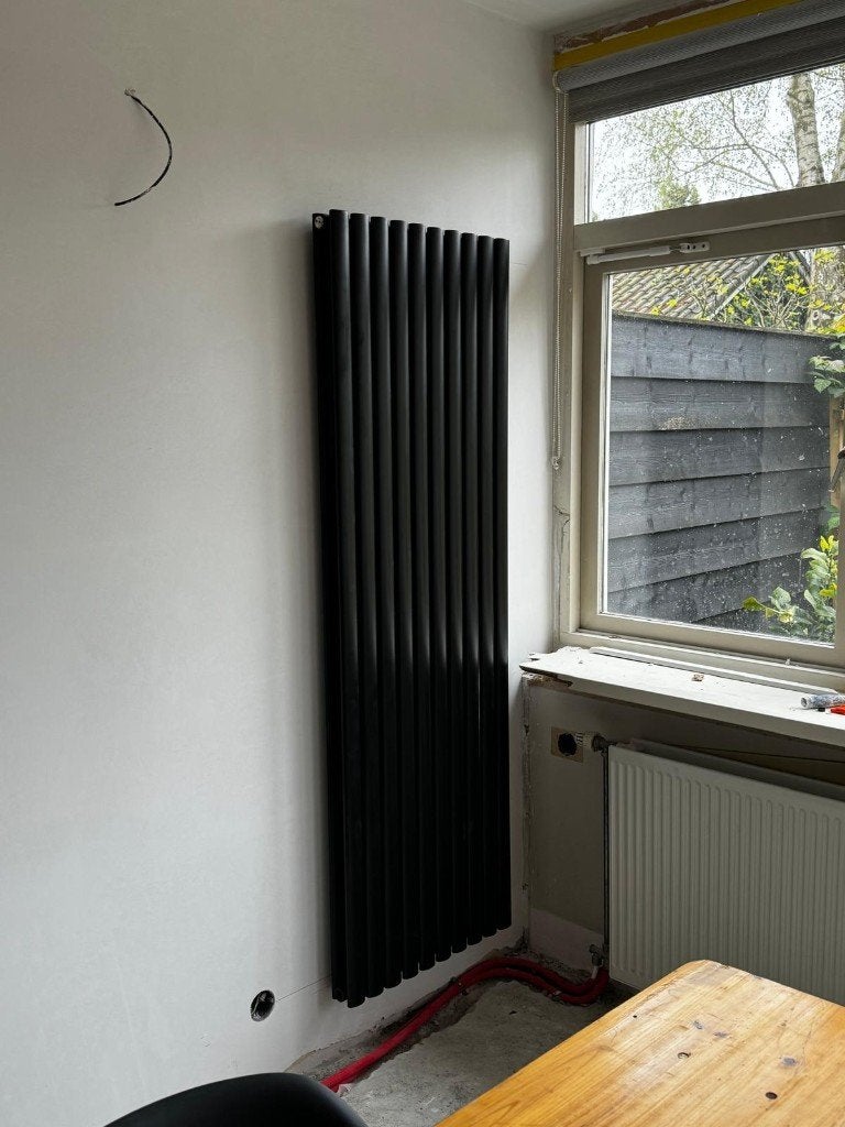 Hudson Reed zwarte designradiator 178x59 cm dubbel ZGAN, Ophalen, Radiator, Minder dan 60 cm, Zo goed als nieuw