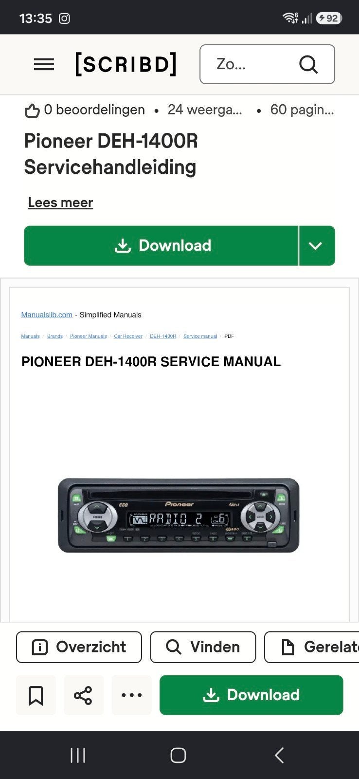 Te Koop: PIONEER DEH 1400R, Auto diversen, Autoradio's, Ophalen