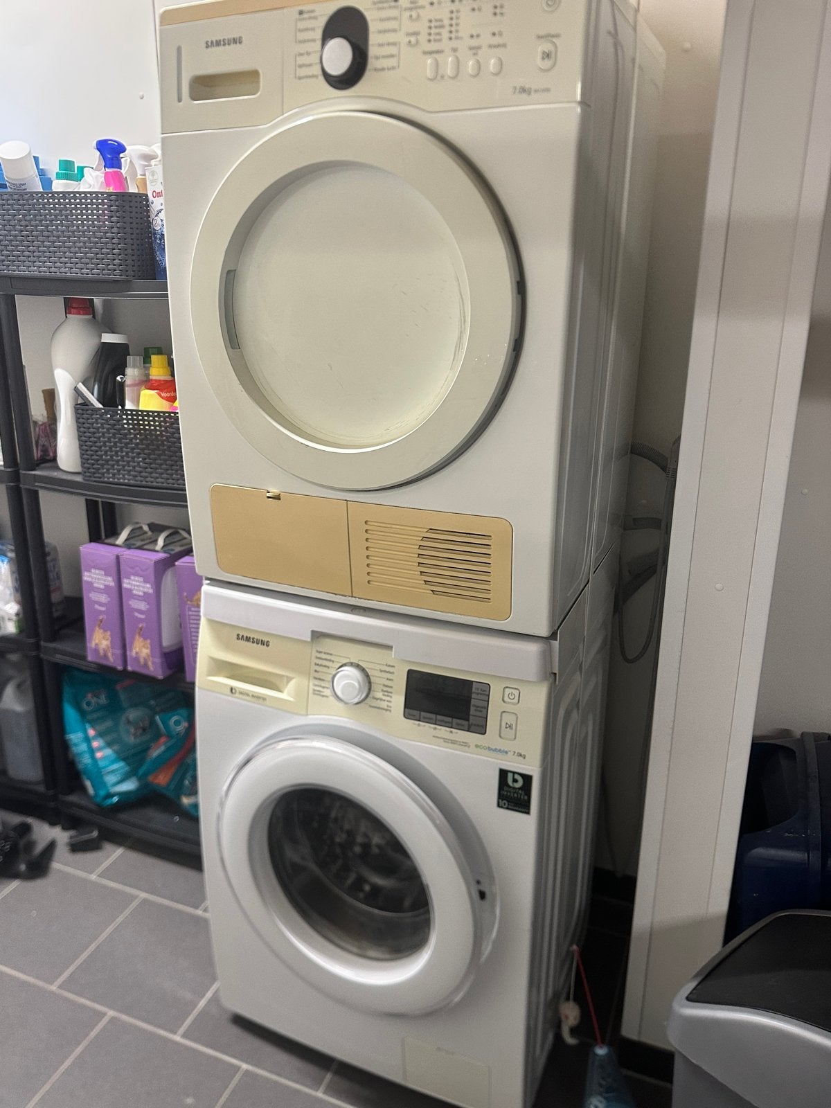 Samsung Wasmachine en Droger Set - 7kg EcoBubble, 6 tot 8 kg, Ophalen of Verzenden, Gebruikt, Minder dan 85 cm