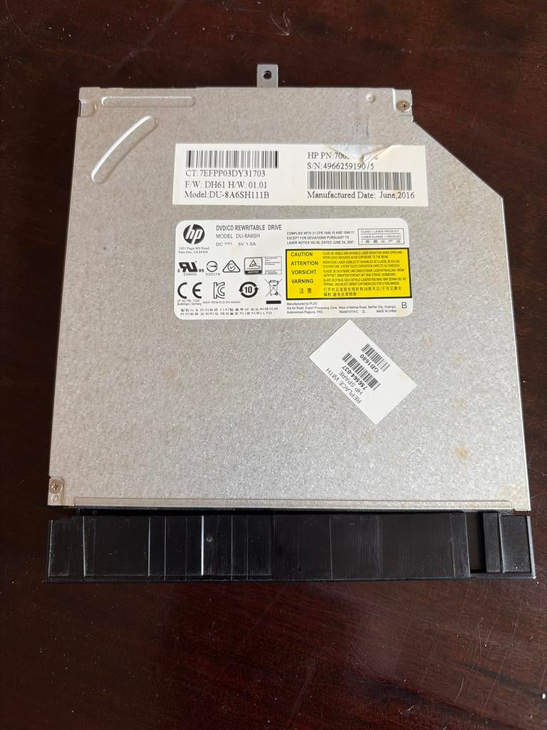 HP CD/DVD Rewritable Drive DU-8A6SH, Computers en Software, Ophalen of Verzenden, Gebruikt, Intern, Cd