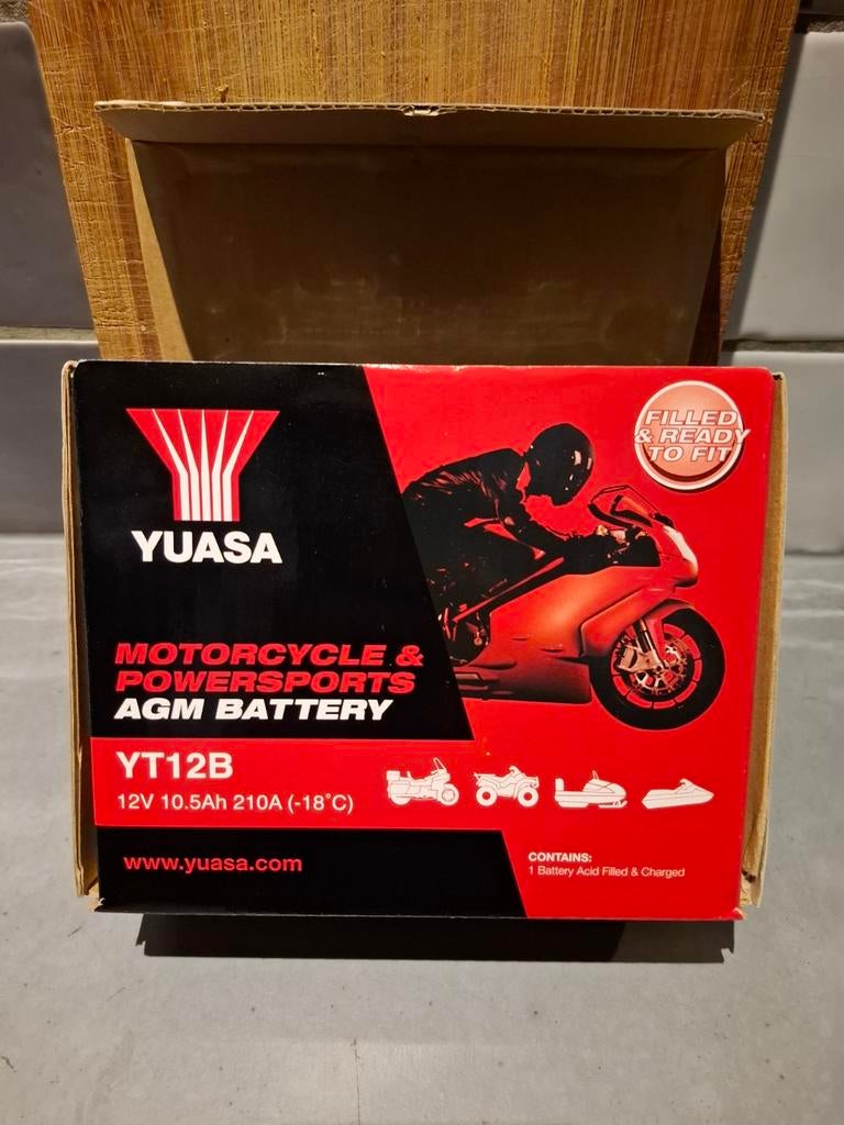 YUASA YT12B 12V 10,5Ah motoraccu z.g.a.n., Ophalen, Gebruikt