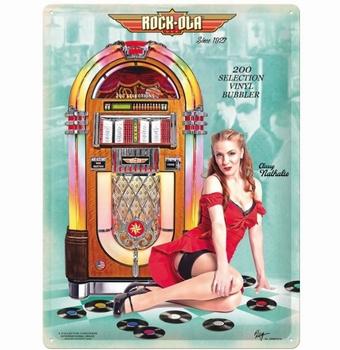 Rock Ola Jukebox Nathalie relief reclamebord van metaal deco, Info@deconoord.nl, Deco Noord, Nieuw, Ophalen of Verzenden