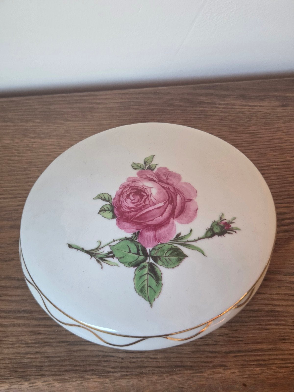Vintage Limoges porseleinen doosje met roos decoratie, Ophalen of Verzenden
