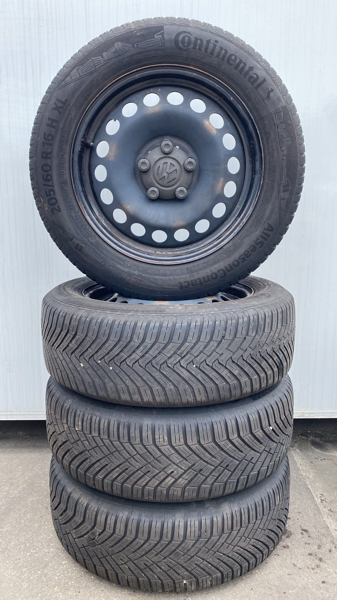 Volkswagen Caddy Golf 5 6 7 8 Allseason Banden Set 205-60-16, Gebruikt, -, -, Banden en Velgen