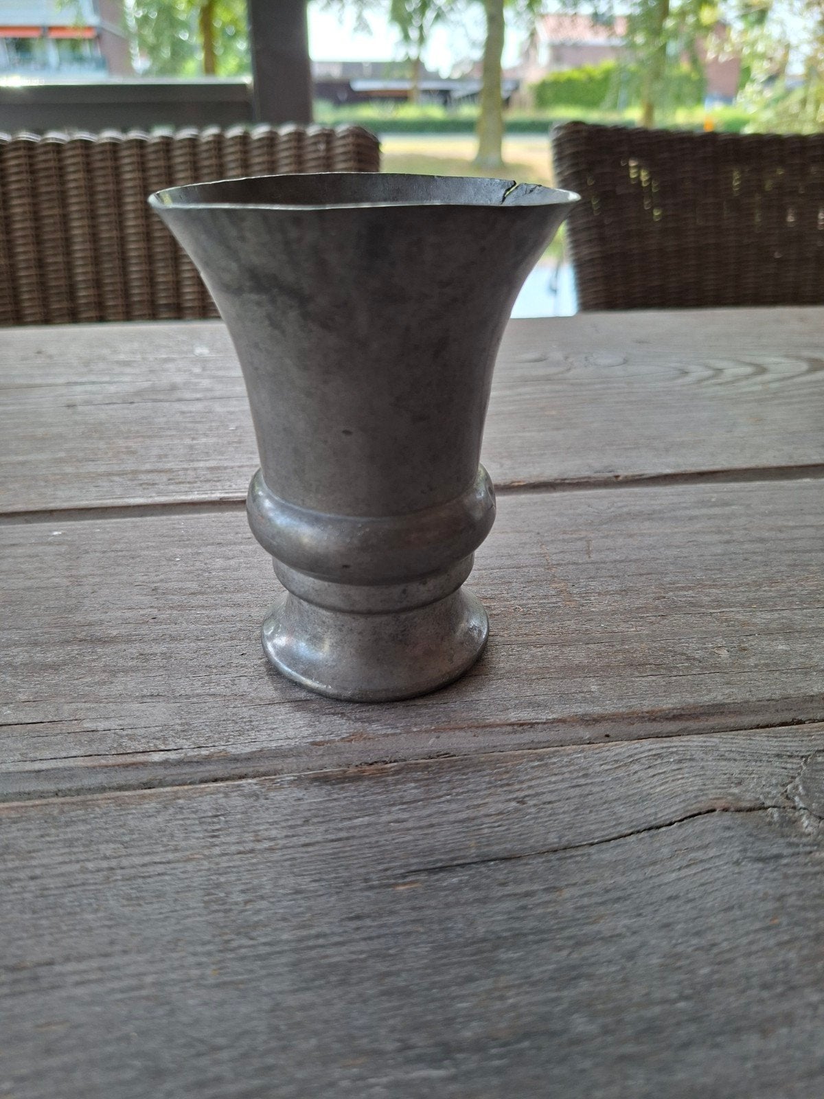 Vintage tinnen bekertje - Zuiver Tin, Antiek en Kunst, Antiek | Tin, Ophalen of Verzenden
