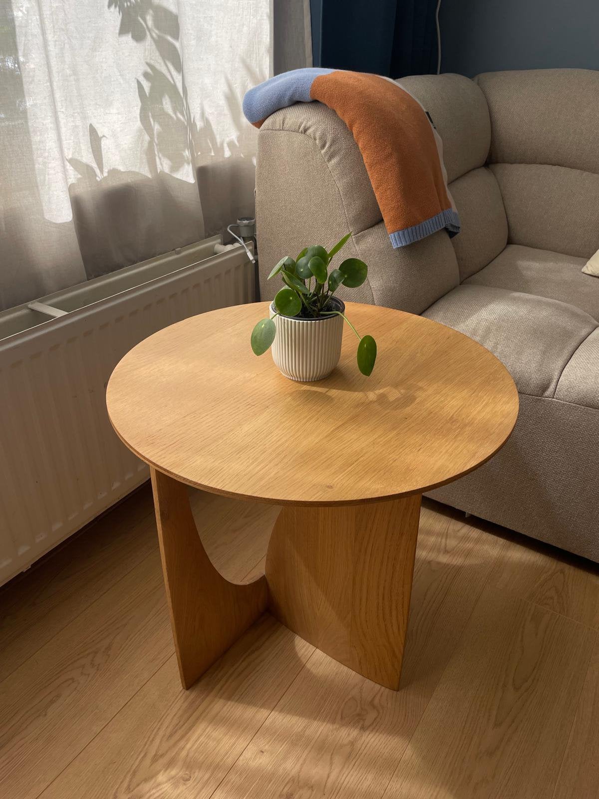 Ethnicraft Geometric bijzettafel Eiken -design oak sidetable, Ophalen, 50 tot 100 cm, Zo goed als nieuw, Eikenhout