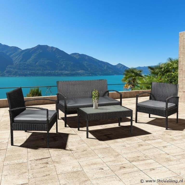 Online Veiling: Loungeset Trinidad zwart, Nieuw