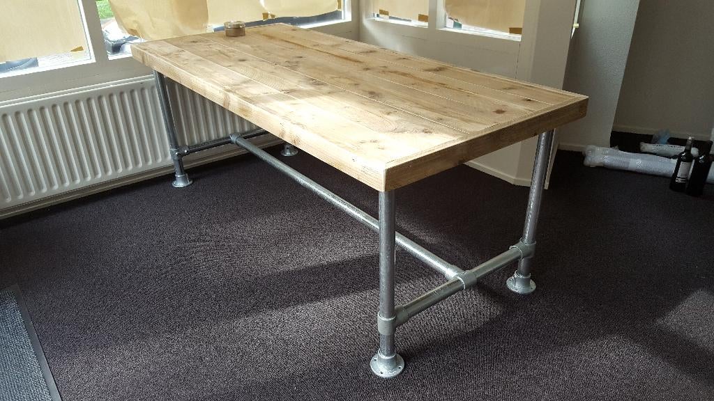 Unieke tafel van steigerhout met diverse onderstellen, Ophalen, 50 tot 100 cm, Rechthoekig, Nieuw