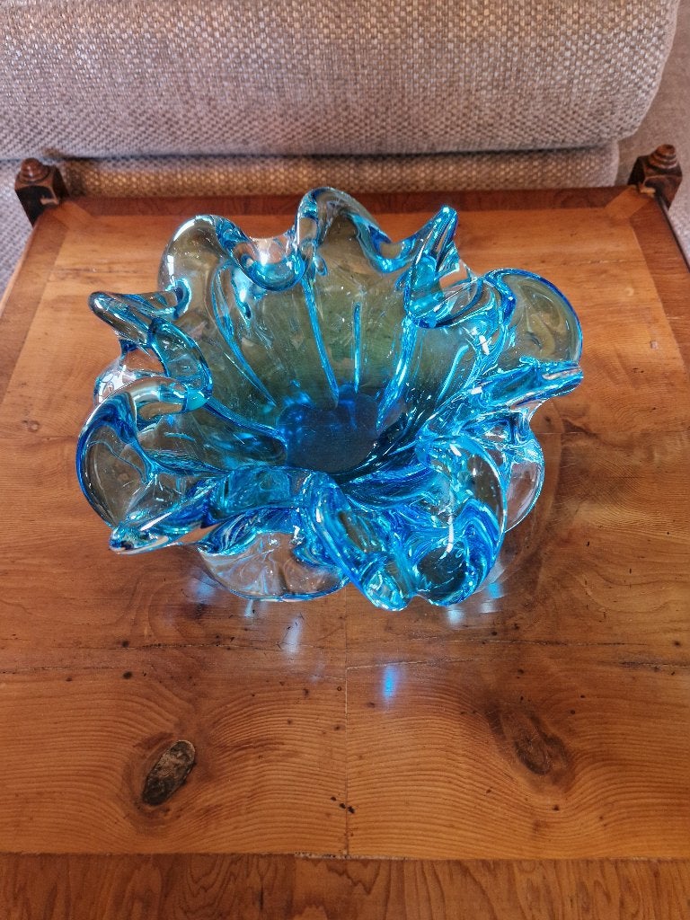 Murano handgeblazen kobaltblauwe glazen schaal, Ophalen of Verzenden