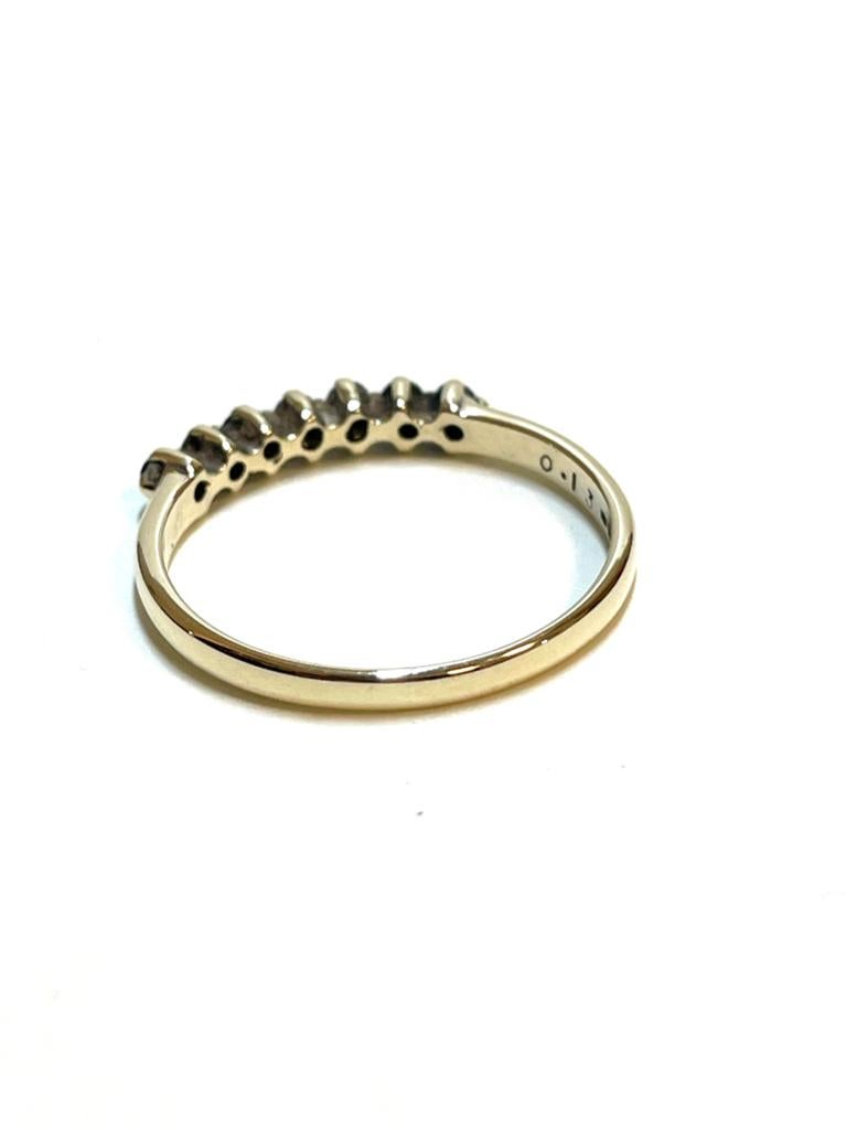 9k gouden ring met saffier en diamant, 18 tot 19, -, -, Ophalen of Verzenden