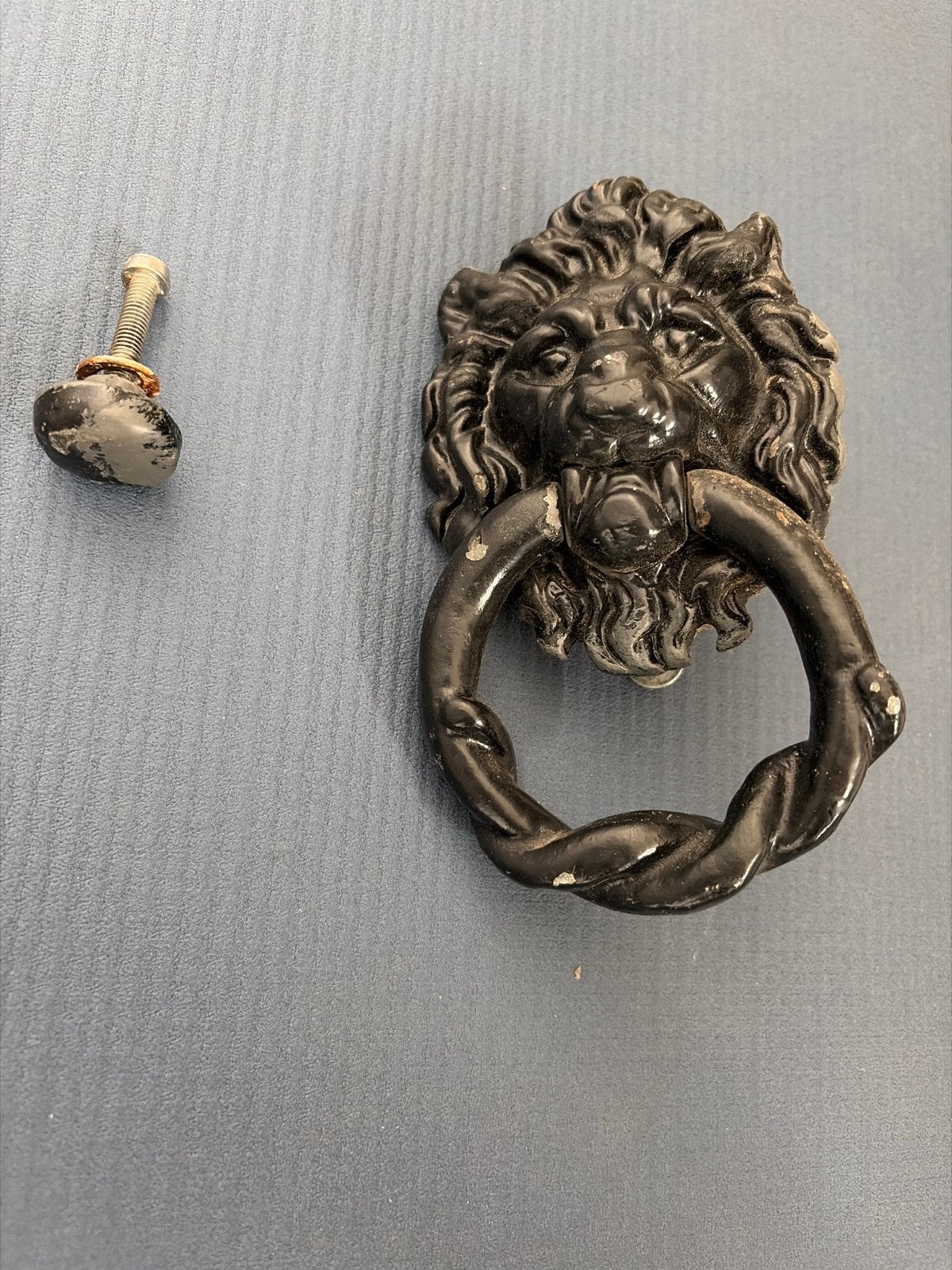 Antieke leeuwenkop deurklopper, Ophalen of Verzenden, Gebruikt, IJzer, Klink of Kruk