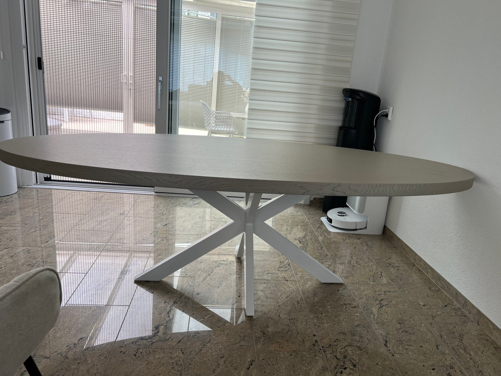 Ovale Eettafel 2.40 x 1.00cm en salontafel ovaal 1.39x86 cm, Huis en Inrichting, Tafels | Eettafels, Ophalen of Verzenden, Zo goed als nieuw