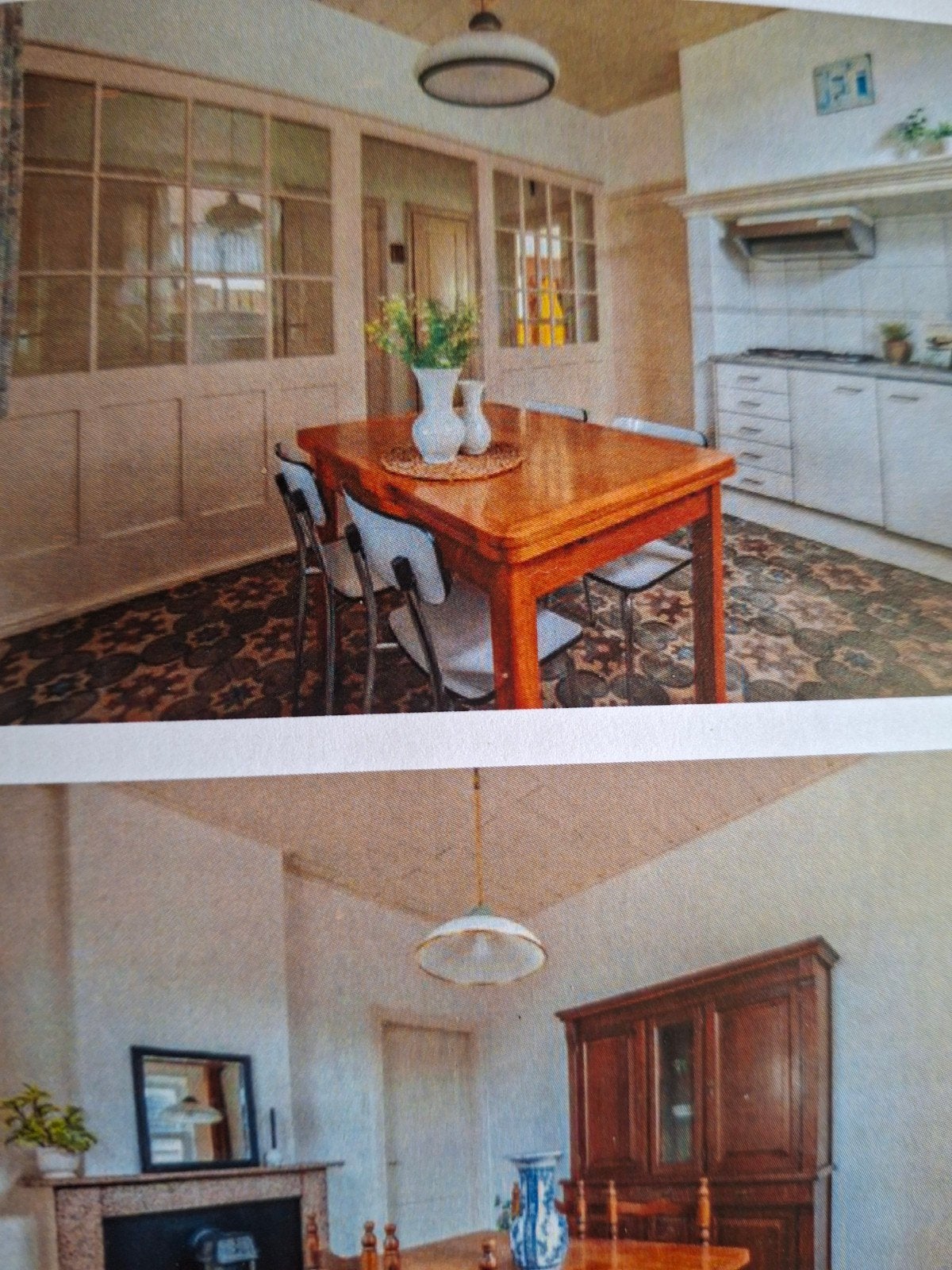 Oude houten paneel met glaspanelen, Ophalen of Verzenden