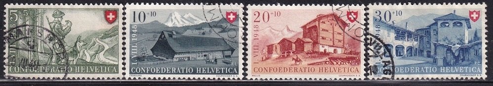 4522 - Zwitserland michel 508/511 gestempeld , Pro Patria ,, Postzegels en Munten, Postzegels | Europa | Zwitserland, Verzenden