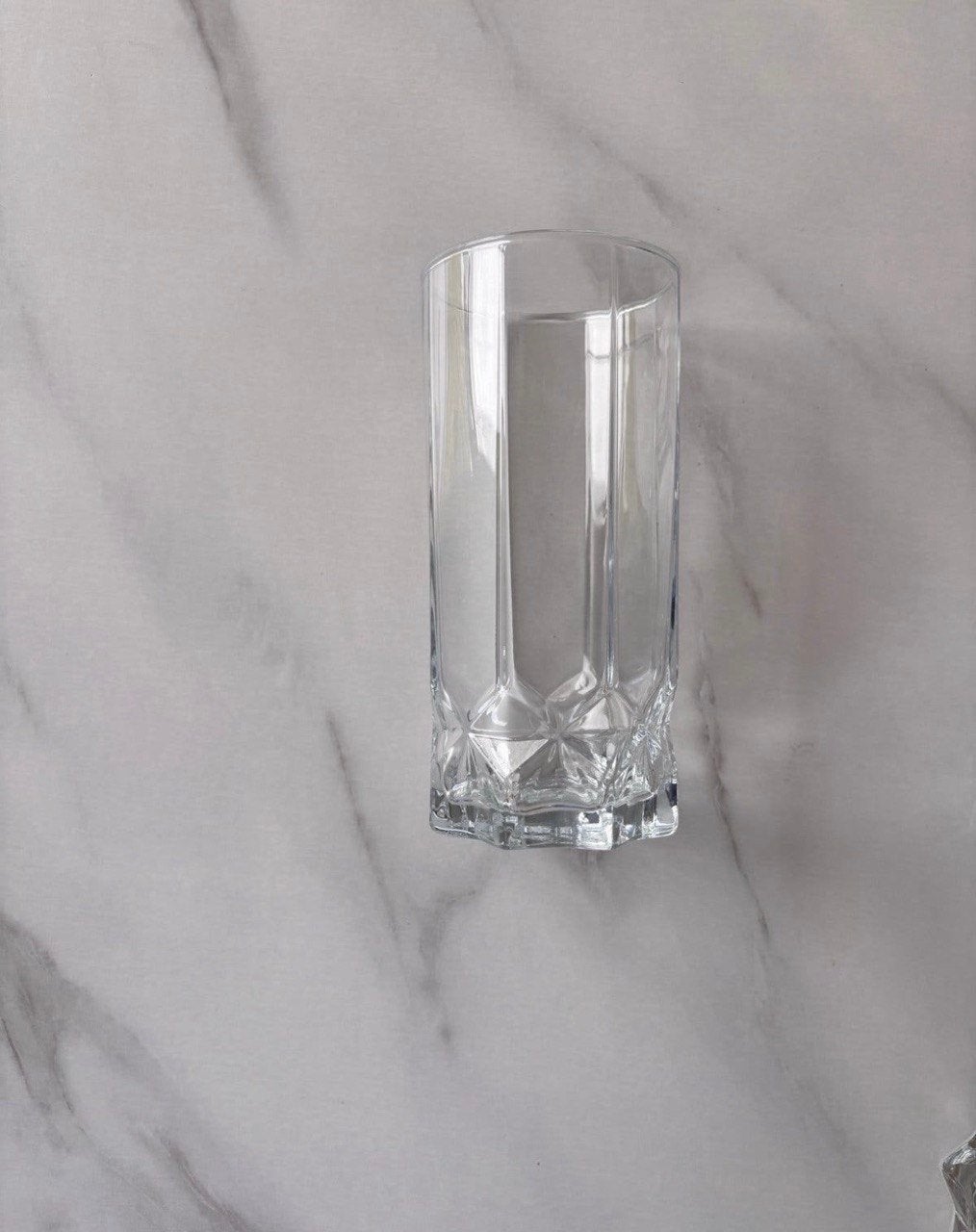 Set van 4 glazen drinkglazen met patroon, Overige typen, Ophalen of Verzenden, Zo goed als nieuw, Glas