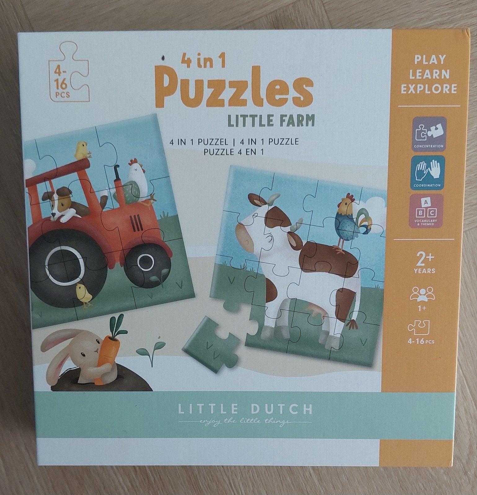 Little Dutch 4-in-1 Puzzels - Little Farm, Ophalen of Verzenden, 10 tot 50 stukjes, Zo goed als nieuw, 2 tot 4 jaar