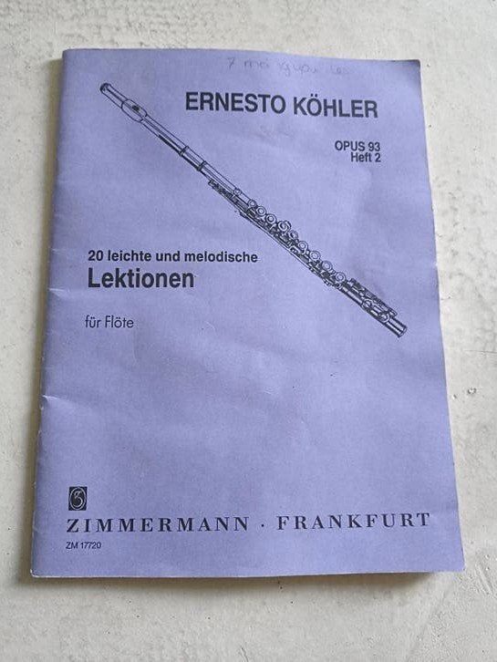 Ernesto Köhler - 20 Lichte en Melodische Lektionen Fluit, Gebruikt, Klassiek, Les of Cursus, Dwarsfluit of Piccolo
