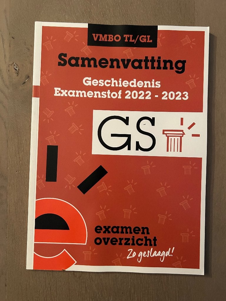 Examenoverzicht Geschiedenis VMBO TL/GL 2022-2023, VMBO, Geschiedenis, Ophalen of Verzenden, ExamenOverzicht