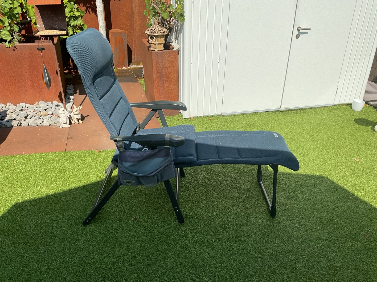 Blauwe Crespo Air-DeLuxe met uitschuifbaar voetenbankje, Ophalen, Zo goed als nieuw, Campingstoel