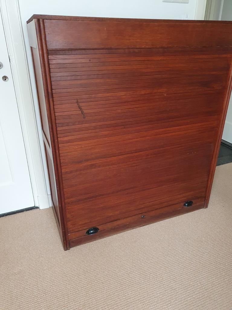 Vintage Teakhouten Roldeurkast - Compact & Stijlvol, Ophalen