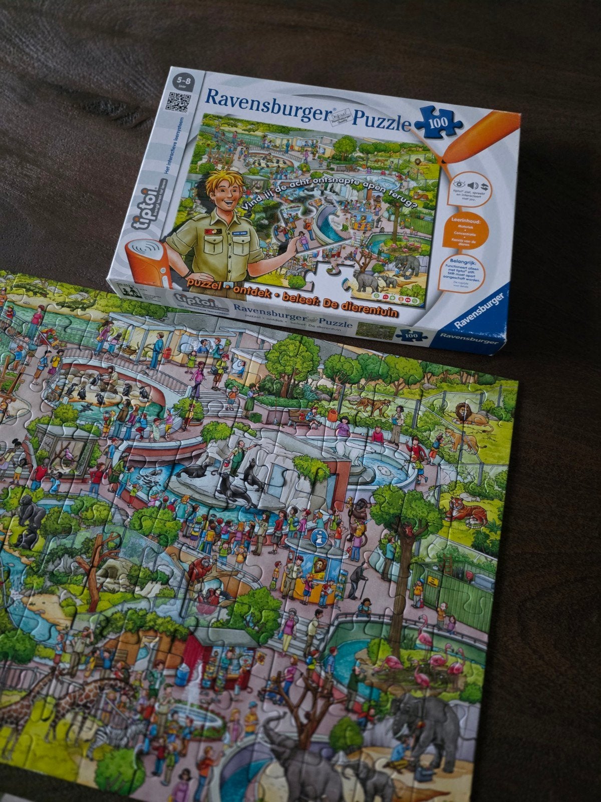 tiptoi Dierentuin Puzzel - Ravensburger - Leersysteem, Ophalen of Verzenden, Zo goed als nieuw, Puzzelen, Met geluid