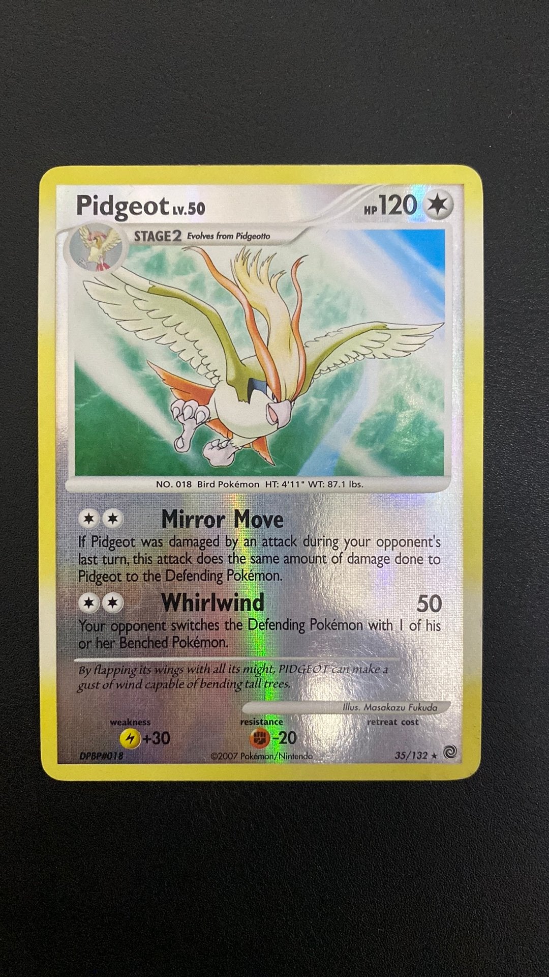 Pokemon pidgeot lv 50 reverse holo secret wonders, Ophalen of Verzenden, Gebruikt, Losse kaart