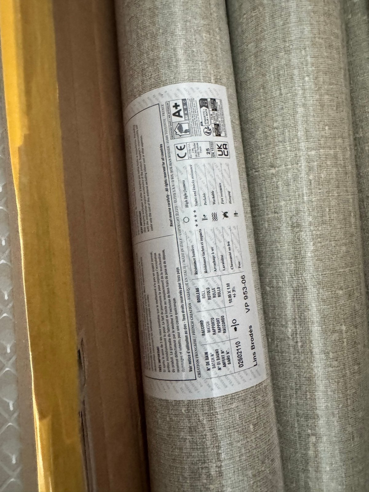 2 rollen Elitis Lin Vp 953 06 behang - Nieuw!, Ophalen of Verzenden, Beige