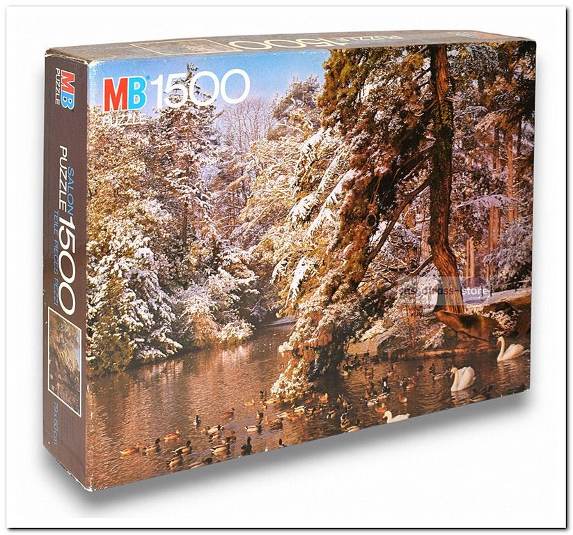 Winterscène - MB Puzzle - 1500 Stukjes, Ophalen of Verzenden, Meer dan 1500 stukjes, Zo goed als nieuw, Legpuzzel