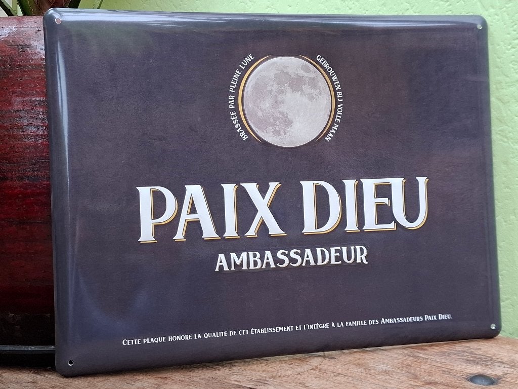 Reclamebord Paix Dieu bier Ambassadeur, Verzamelen, Ophalen of Verzenden, Nieuw, Reclamebord, Plaat of Schild, Overige merken