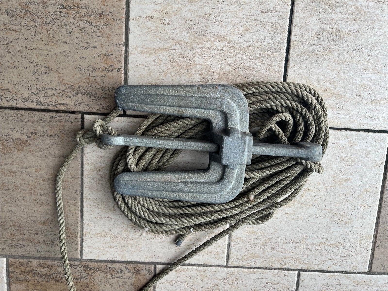 Patentanker 6,3 kg met touw - L 39cm, B klauwen 21cm, Ophalen, Gebruikt, Overige typen