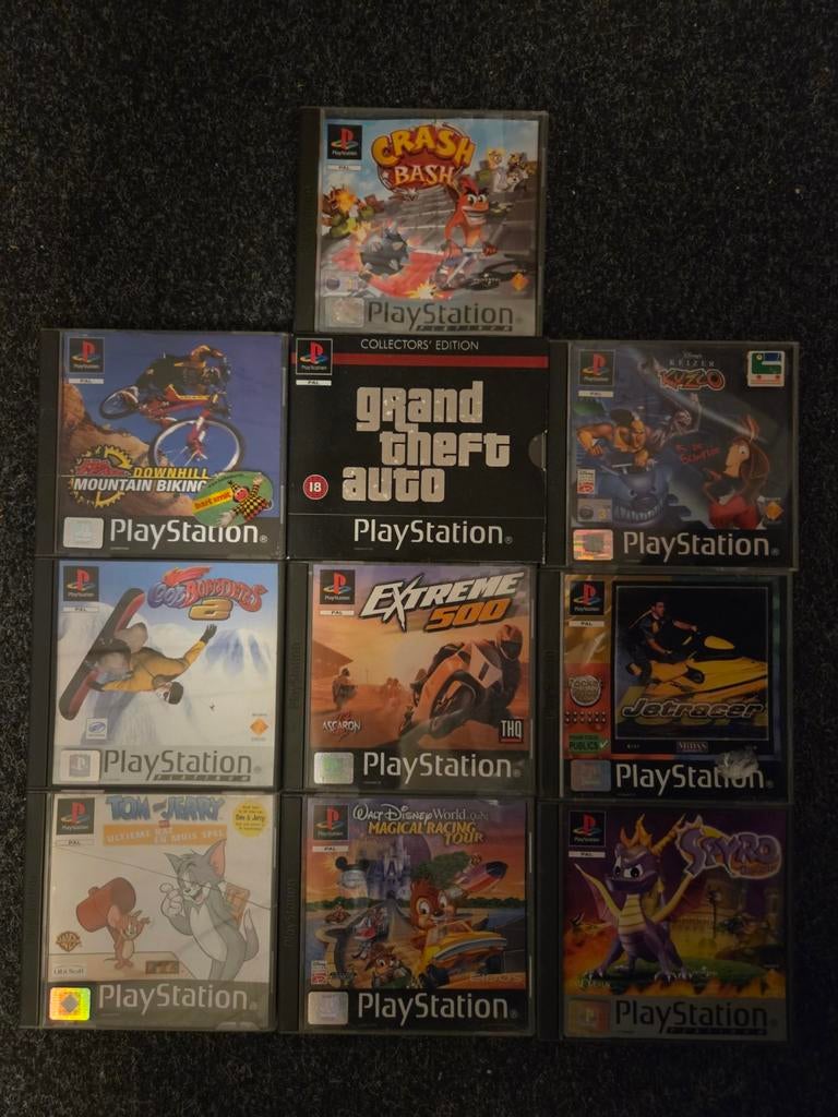 10x PlayStation 1 Games (Grand Theft Auto, Spyro, Crash), Avontuur en Actie, 1 speler, Ophalen of Verzenden, Zo goed als nieuw