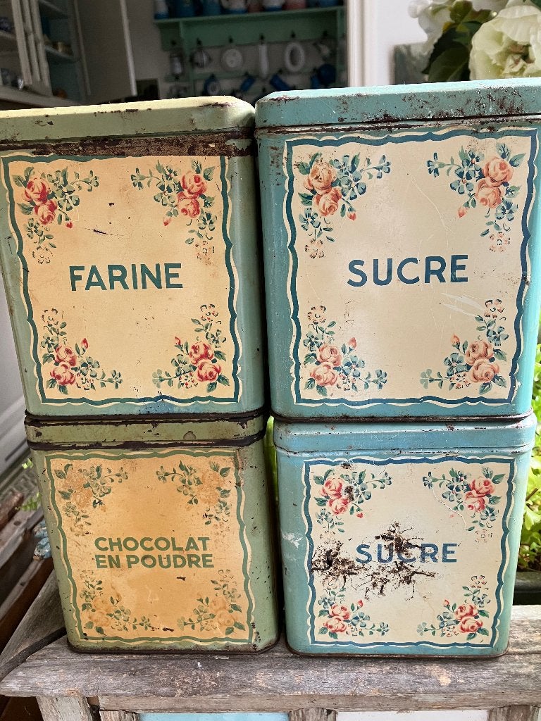 Franse voorraadblikken/roosjes, Antiek en Kunst, Curiosa en Brocante, Ophalen of Verzenden