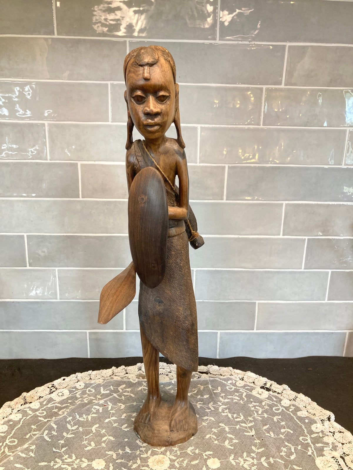 Houten beeld uit Tanzania, Massai Krijger (050725s), Antiek en Kunst, Ophalen of Verzenden