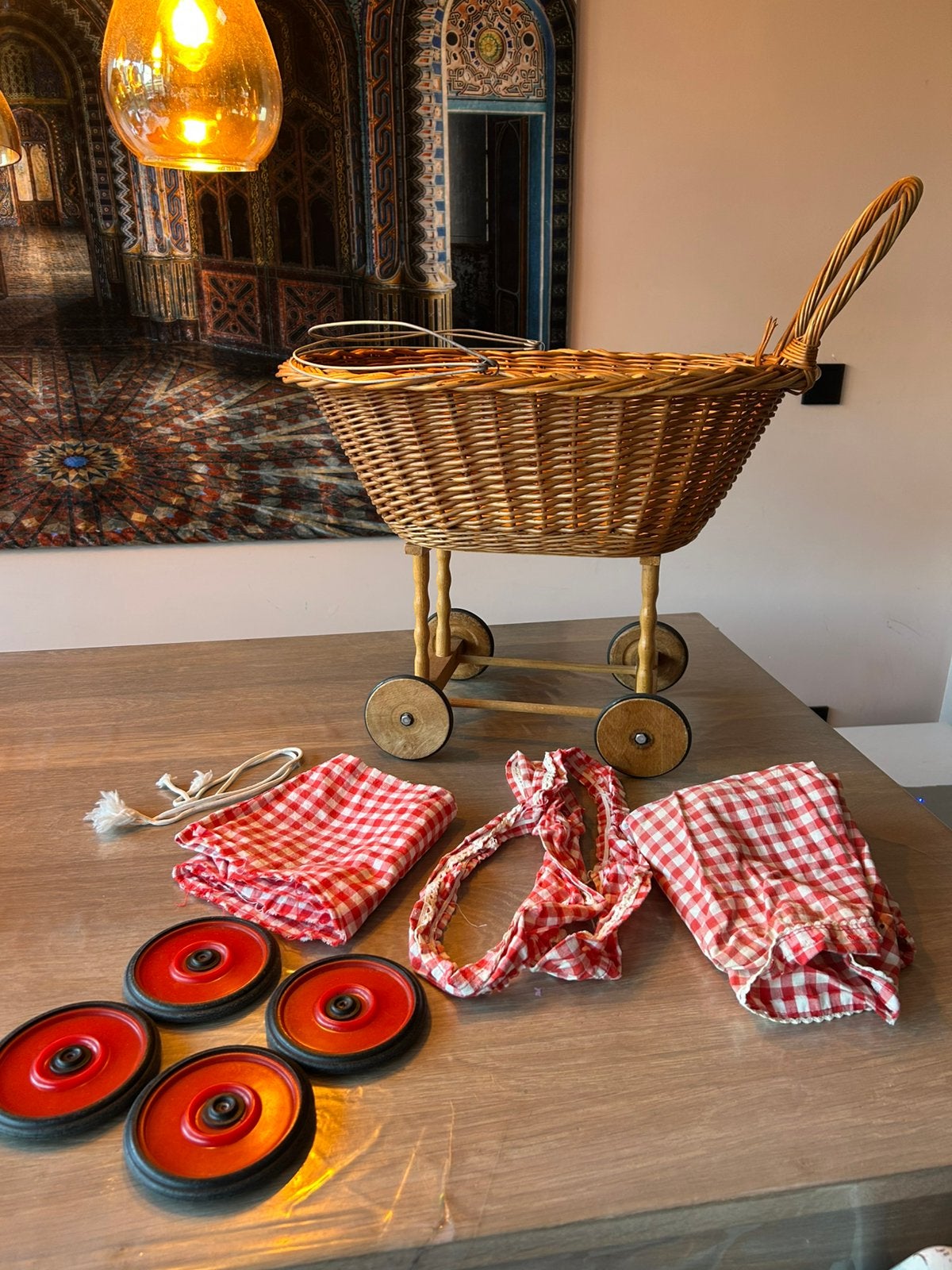Rieten kinderwagen, Antiek en Kunst, Antiek | Speelgoed, Ophalen of Verzenden