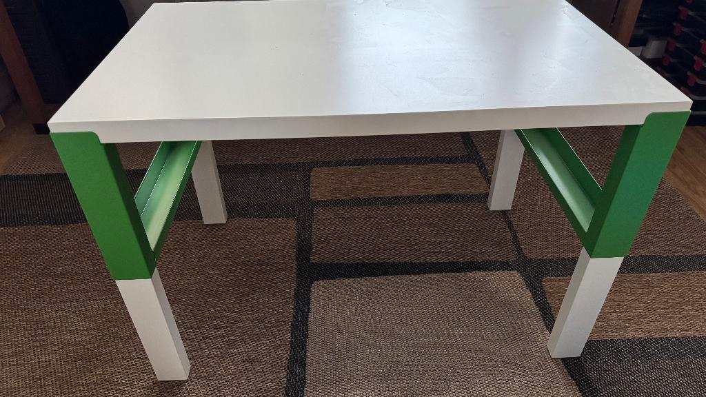 Kinderbureau wit/groen, Ophalen, 96 cm, In hoogte verstelbaar, Kinderbureau