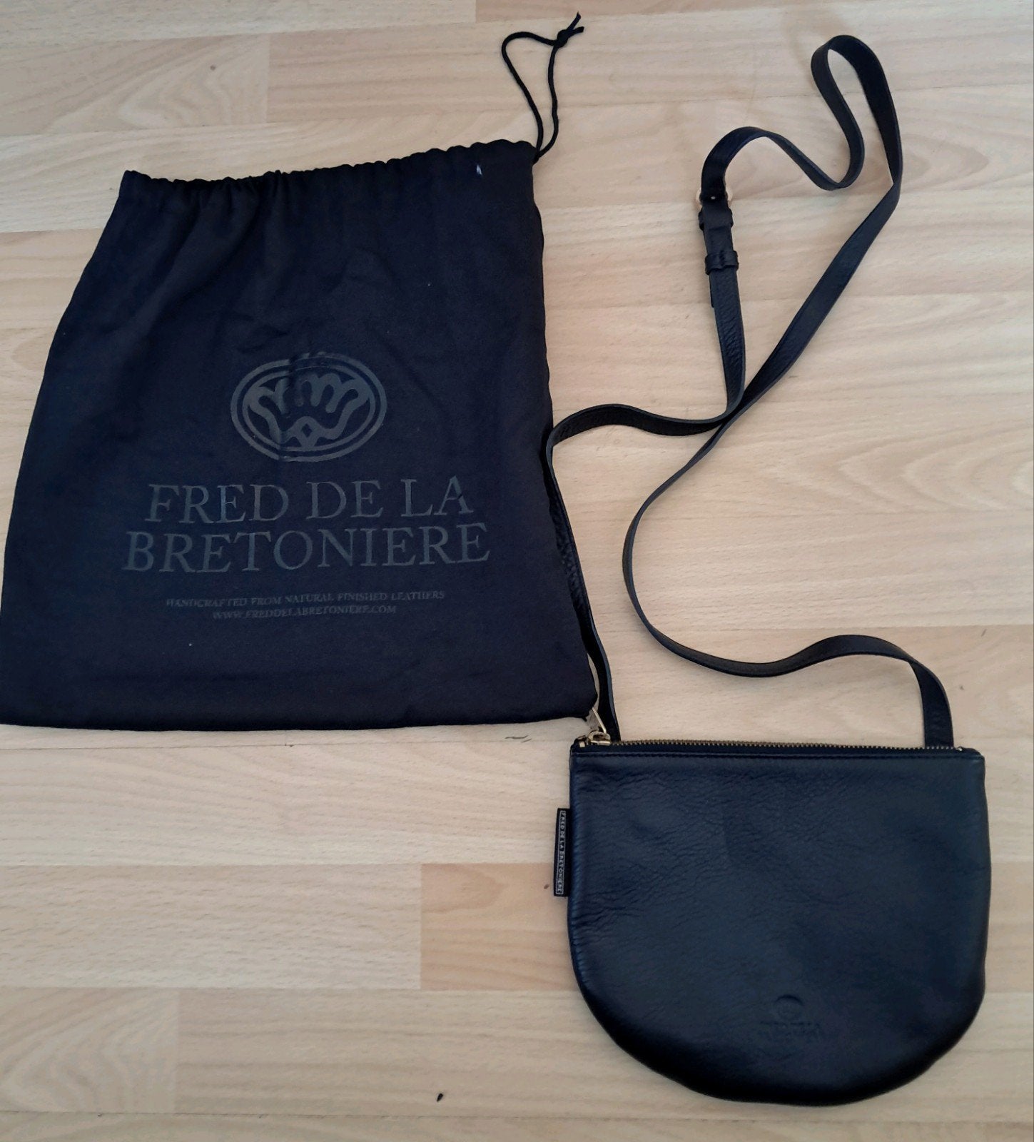 schoudertasje Fred de la Bretoniere, Zwart, Nieuw, Leer, Ophalen