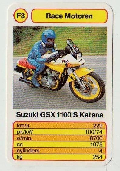 Kw1166 motorkaartje f3 suzuki gsx 1100 s katana, Ophalen of Verzenden, Zo goed als nieuw, Motoren