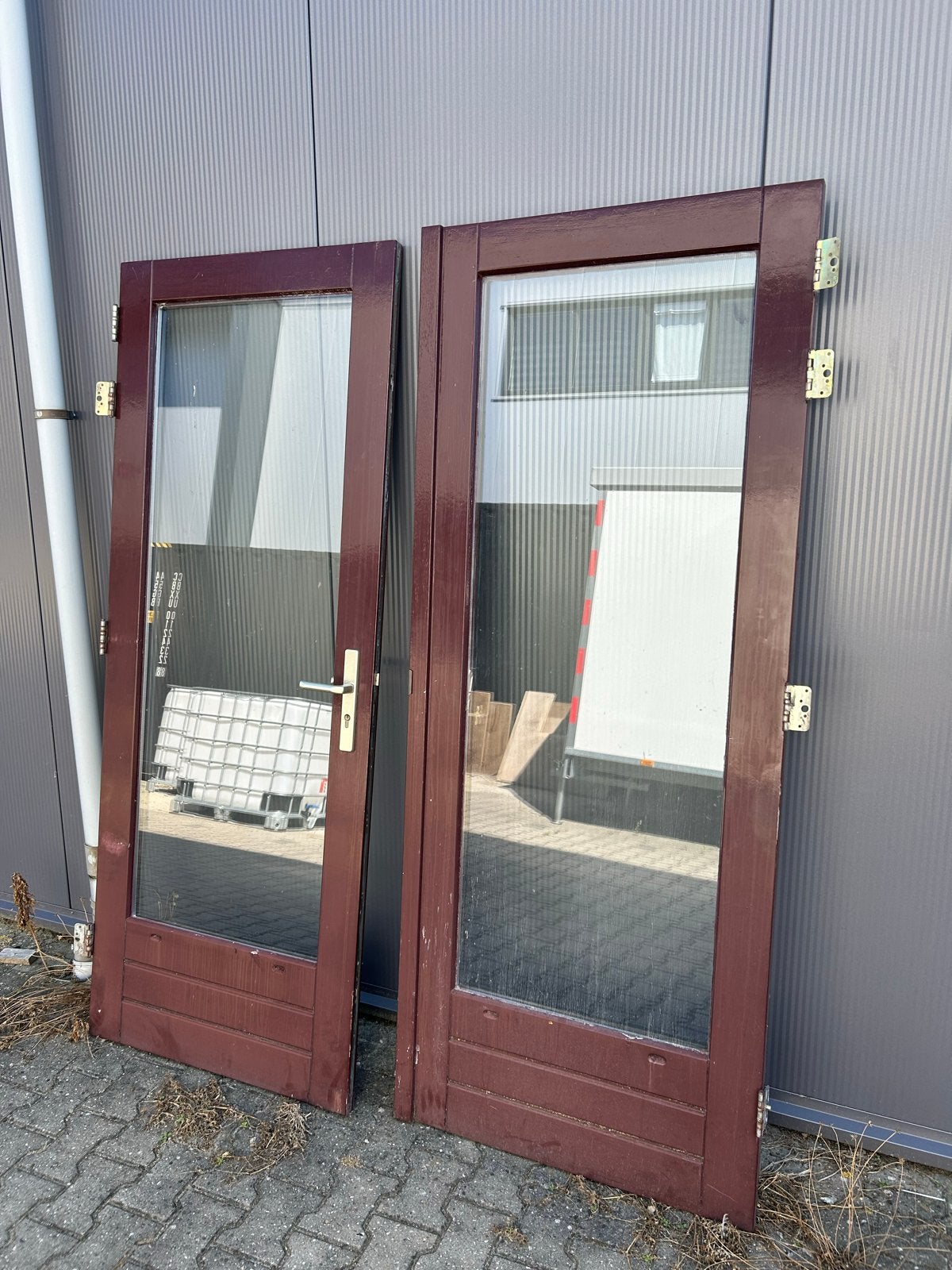 Tuindeuren met dubbel glas, Doe-het-zelf en Verbouw, Deuren en Horren, Gebruikt, 80 tot 100 cm, Ophalen of Verzenden, Buitendeur