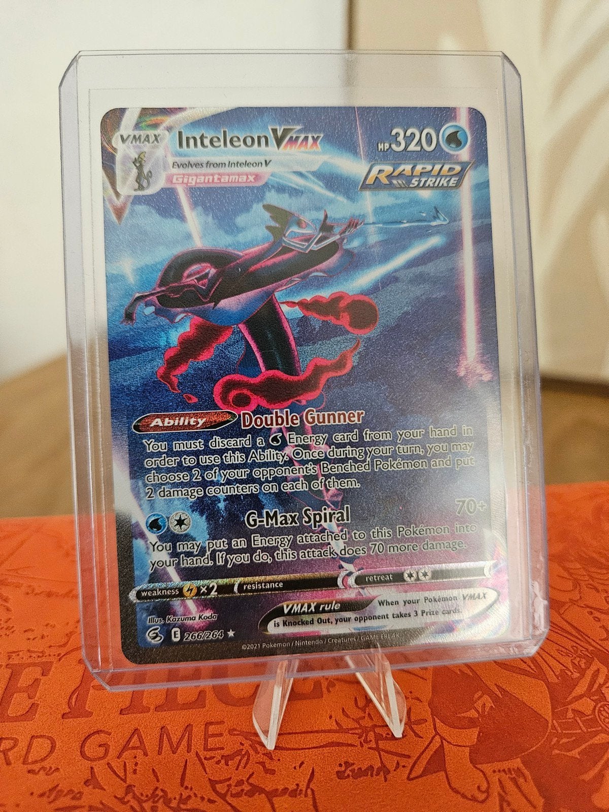 Pokémon - Inteleon VMAX Alt Art (Fusion Strike 266/264), Ophalen of Verzenden, Nieuw, Losse kaart, Foil
