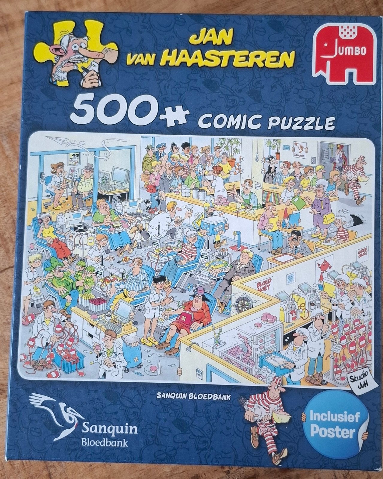 Jan van Haasteren 500+ Comic Puzzel - Sanquin Bloedbank, Ophalen of Verzenden, 500 t/m 1500 stukjes, Zo goed als nieuw, Legpuzzel