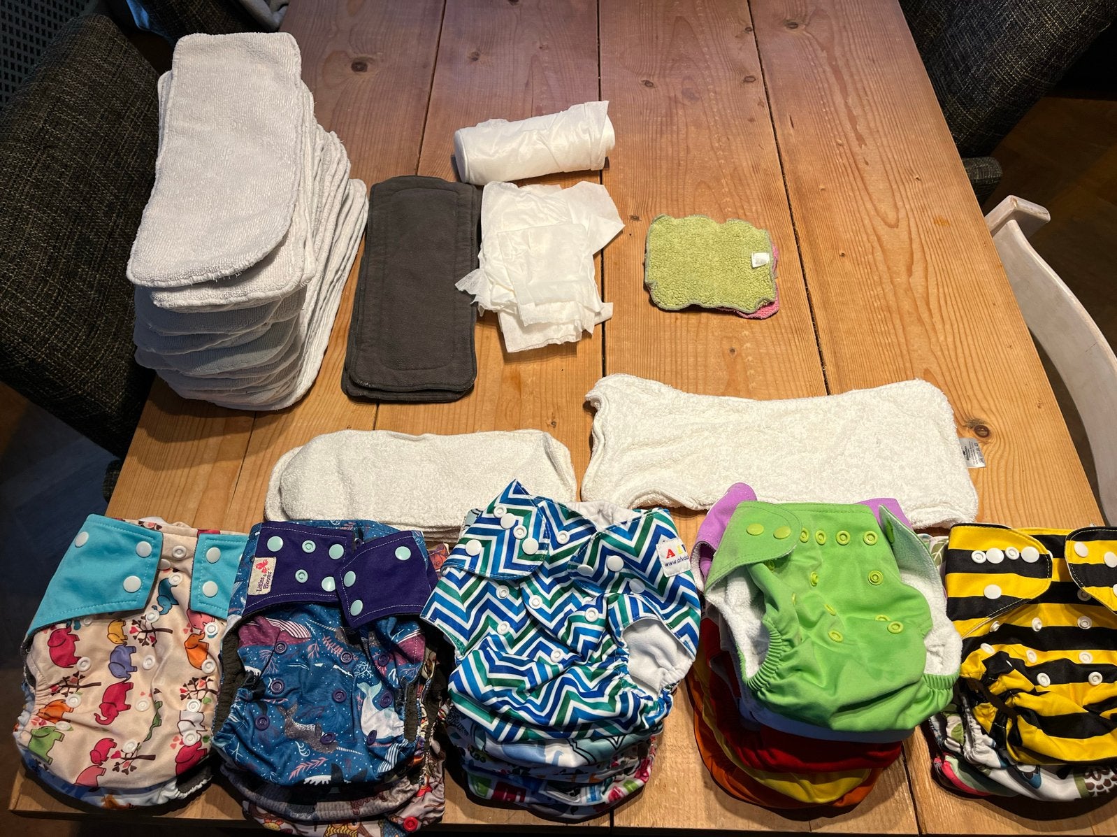 Grote set wasbare luiers - 25 overbroekjes, 40 inleggers, Ophalen of Verzenden, Gebruikt