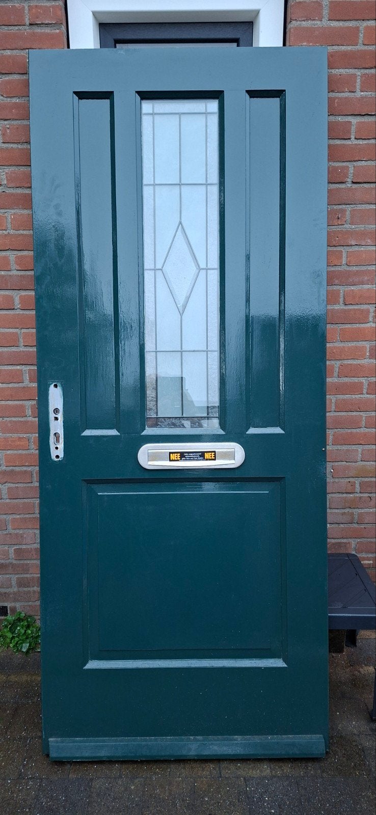 hardhouten voordeur, Ophalen, Gebruikt, 200 tot 215 cm, Glas