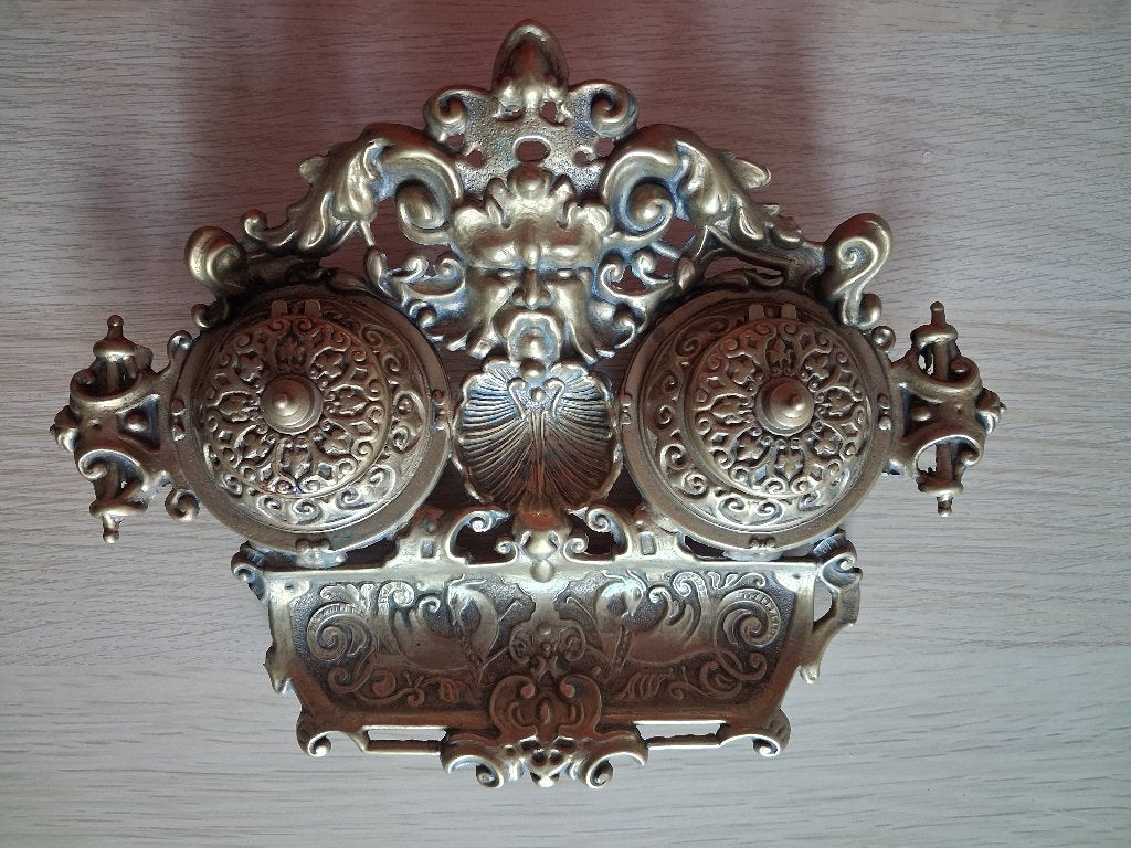 Antiek bronzen dubbele inktpot/bieden vanaf euro 35,00, Ophalen