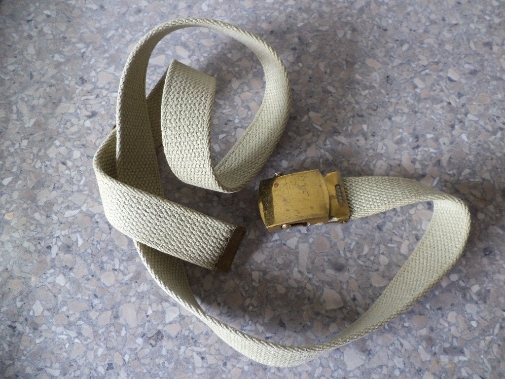 Khaki webbing uniform broekriem koppel koninklijke marine, Verzamelen, Ophalen of Verzenden, Marine, Nederland, Kleding of Schoenen