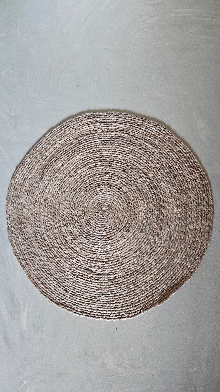 Xenos rattan rug / Xenos vloerkleed riet, 50 tot 100 cm, Beige, Rond, Zo goed als nieuw