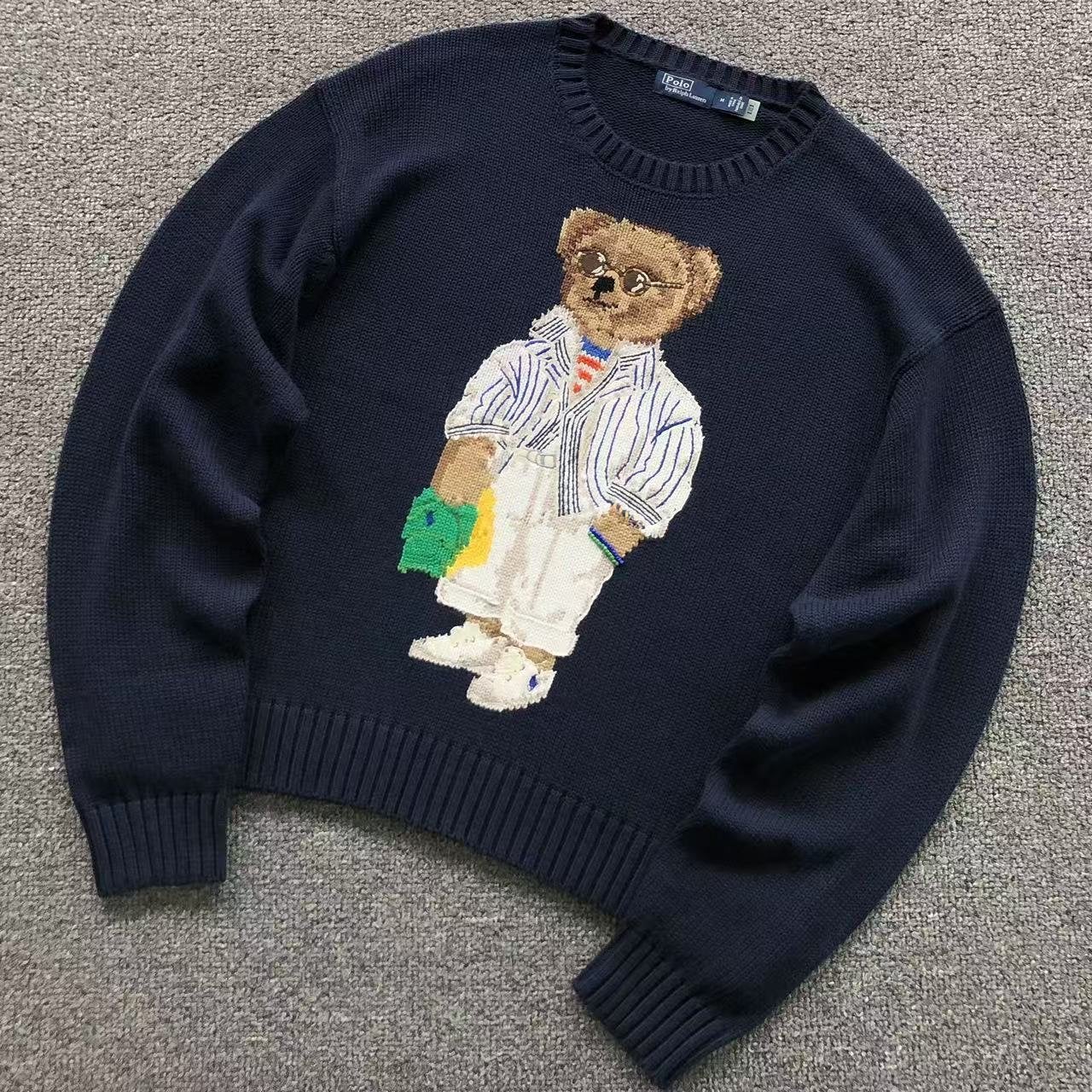 Polo Ralph Lauren Bear Trui - Donkerblauw - Zo goed als nieu, Verzenden, Nieuw, Maat 48/50 (M), Blauw